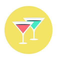 Wine Glasses Colored Vector Icon
