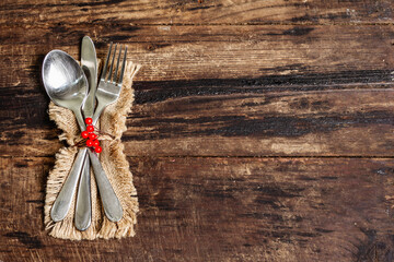 Rustic table setting for St Valentine's dinner