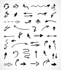 Vector set of hand-drawn arrows, elements for presentation