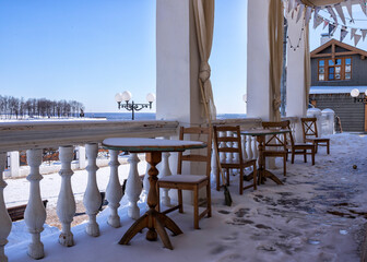Summer cafe terrace in winter