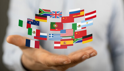 World map with all states and their flags