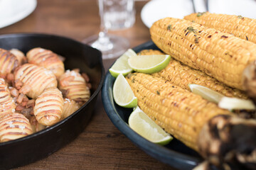Grilled corn cobs