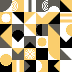 Geometric seamless pattern - with gray and yellow colors on white background