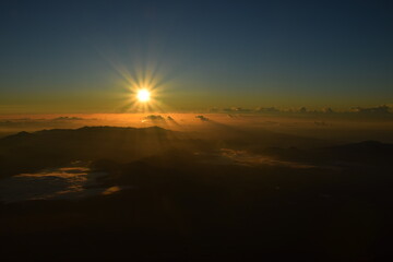 Fototapeta na wymiar Sunset on japan mountain