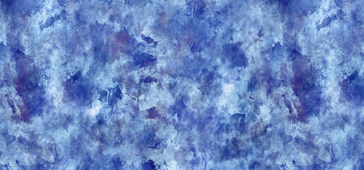 Abstract blue and white wet watercolor paint grunge texture background