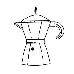 Coffee makerin simple black and white doodle style isolated on white background. Vector hand drawn doodle illustration.