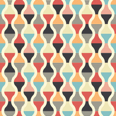 Retro seamless pattern design - colorful nostalgic repeat background for textile, wallpaper, and wrapping paper