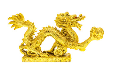 New year decoration with dragon art isolated on white background