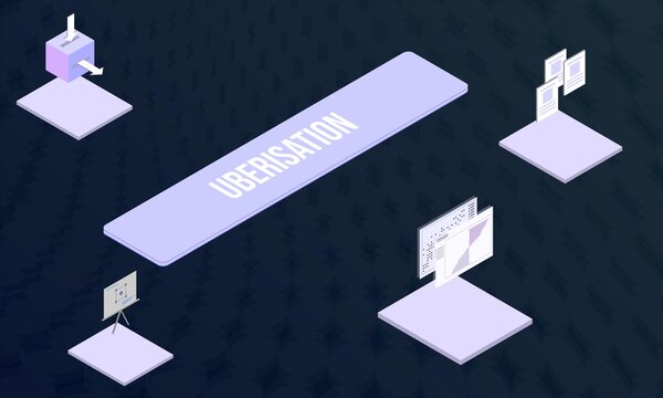 Uberisation concept on abstract design