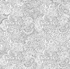 Beautiful vector seamless pattern with curling lines, wavy spiral ornaments