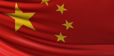 Republic of China Flag in Map 3d Illustration
