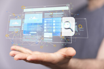 media develop interface web application in hand