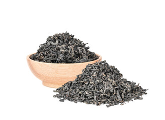 Dried tea leaves isolated on white background