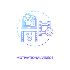 Motivational videos concept icon. Inspirational videotape idea thin line illustration. Inspiring actions and emotions. Webinar and motivation. Vector isolated outline RGB color drawing