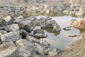 Fototapeta na wymiar beautiful mountain stone quarry on the pass