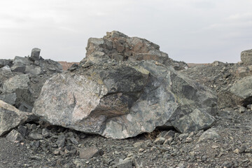 beautiful mountain stone quarry on the pass