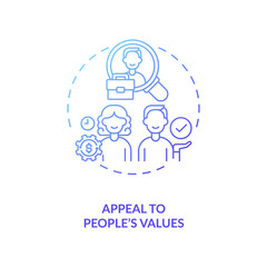 Appeal to values of people concept icon. Effective motivator idea thin line illustration. Motivating audience. Positive emotions. Inspiration. Vector isolated outline RGB color drawing