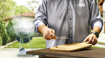 Table background of free space and grill time. 
