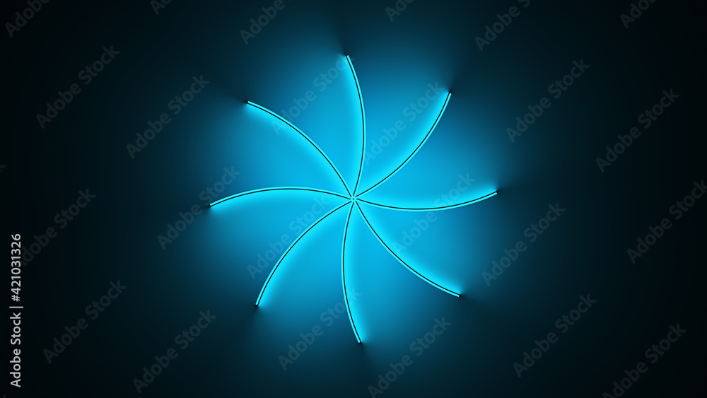 Poster circle with inner blue light split to parts and glow with abstract motion. seamless loop animation. 