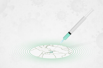 Lebanon vaccination concept, vaccine injection in map of Lebanon. Vaccine and vaccination against coronavirus, COVID-19.
