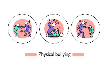 Physical bullying color line icon. Social violence Pictogram for web page, mobile app, promo. Editable stroke.