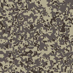 Digital pixel sand gray camouflage, seamless pattern for your design. Modern camo clothing, military style. Vector texture 