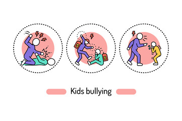 Kids violence color line icon. School bullying Pictogram for web page, mobile app, promo. Editable stroke.