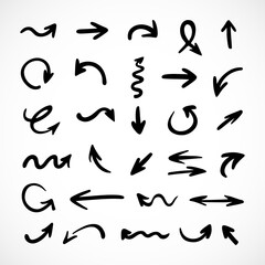 Vector set of hand-drawn arrows, elements for presentation