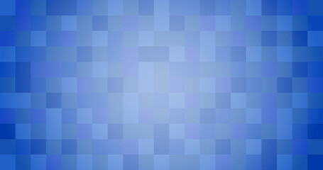 Abstract blue square pattern in gradient background. Wallpaper with pixels.