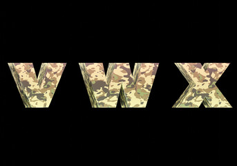 military letters alphabet 3d rendering 