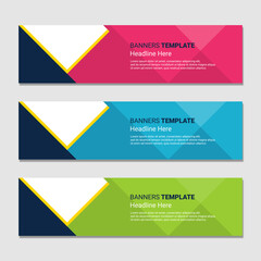 Fototapeta premium Set of horizontal banner design modern social media template isolated white background 