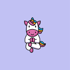 Cute unicorn in yoga pose 