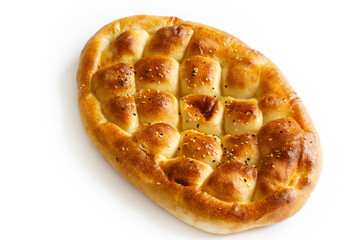 Turkish Ramadan pita on a white background