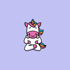 Cute unicorn in yoga pose 