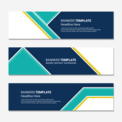 Fototapeta premium Set of horizontal banner design modern social media template isolated white background 