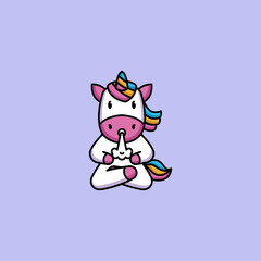Cute unicorn in yoga pose 
