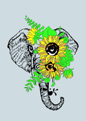 Elefante Girasol © Isaias