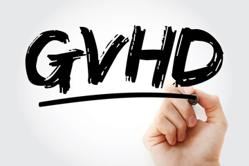 GVHD - Graft-versus-host disease acronym with marker, concept background