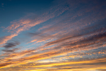 Fototapeta premium Colorful sky with clouds at sunset, nature background