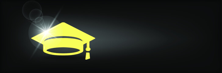 Graduating cap student icon. Graduation student black cap and diploma. 3D vector illustration