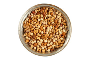 mixed nuts in copper plate