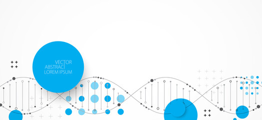 Obraz premium Science template, wallpaper or banner with a DNA molecules. Vector