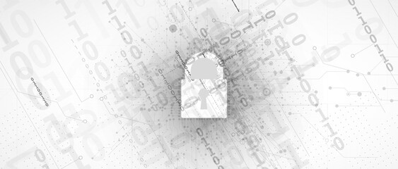 internet digital security technology concept for business background. Lock on circuit board