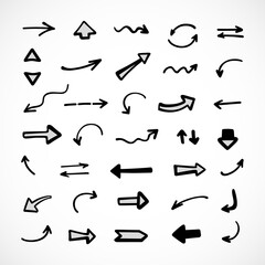Vector set of hand-drawn arrows, elements for presentation