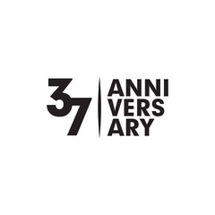 37th year anniversary emblem logo design template