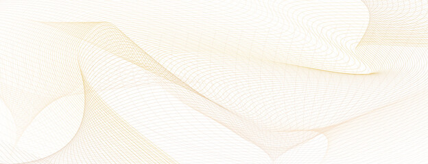 Pastel beige net pattern, guilloche. Light colored watermark. Flowing lines, squiggle curve. Vector background. Abstract design for cheque, voucher, gift card, certificate, landing page, banner. EPS10 - obrazy, fototapety, plakaty