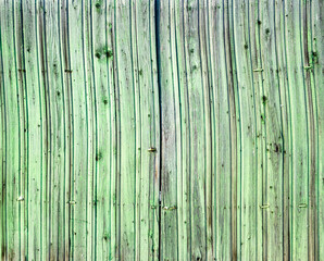 old wood fence green paint background texture