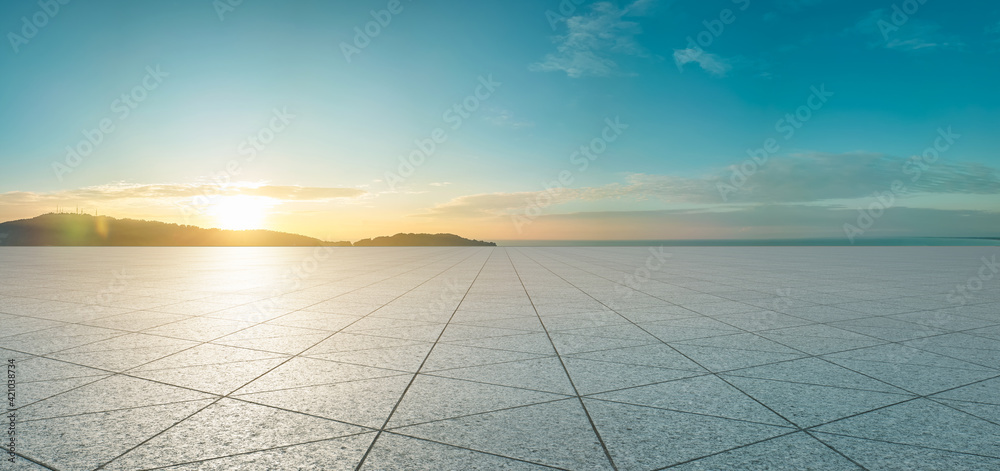 Wall mural empty triangle shape stone tiles floor