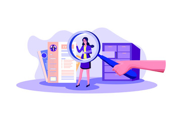 Recruitment Hand Zoom Magnifying Glass Picking Business Person Candidate People Group