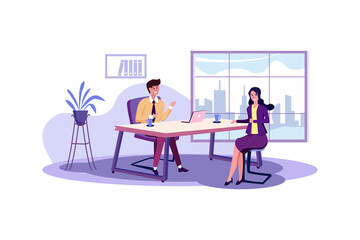 Human resources manager conducting job interview with applicants in office